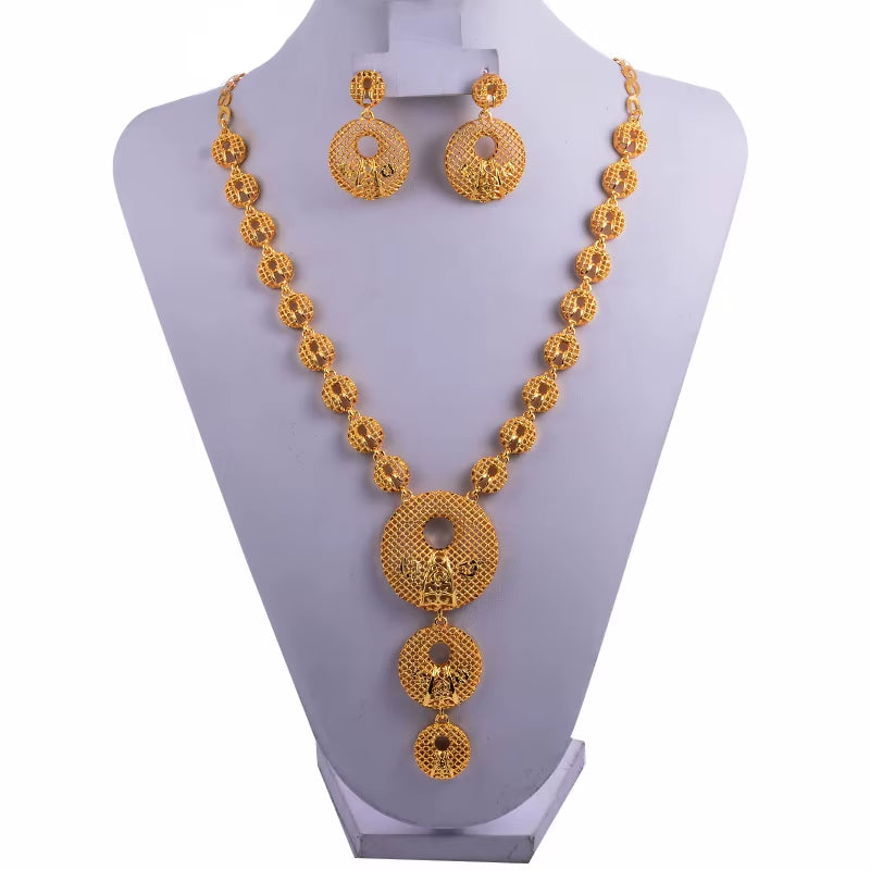 Dubai Gold Color Earrings/Necklaces/Jewelry Sets for Women African/Nigeria Jewellery Gifts Band Gift Box