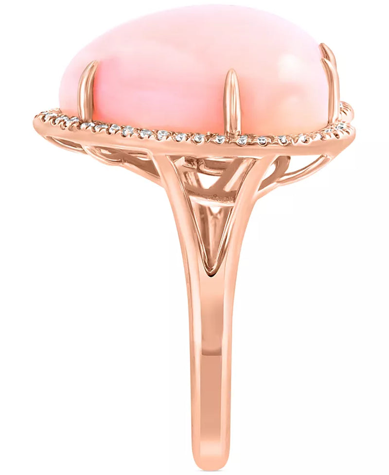 EFFY® Pink Opal (10-9/10 Ct. T.W.) & Diamond (1/5 Ct. T.W.) Heart Ring in 14K Rose Gold