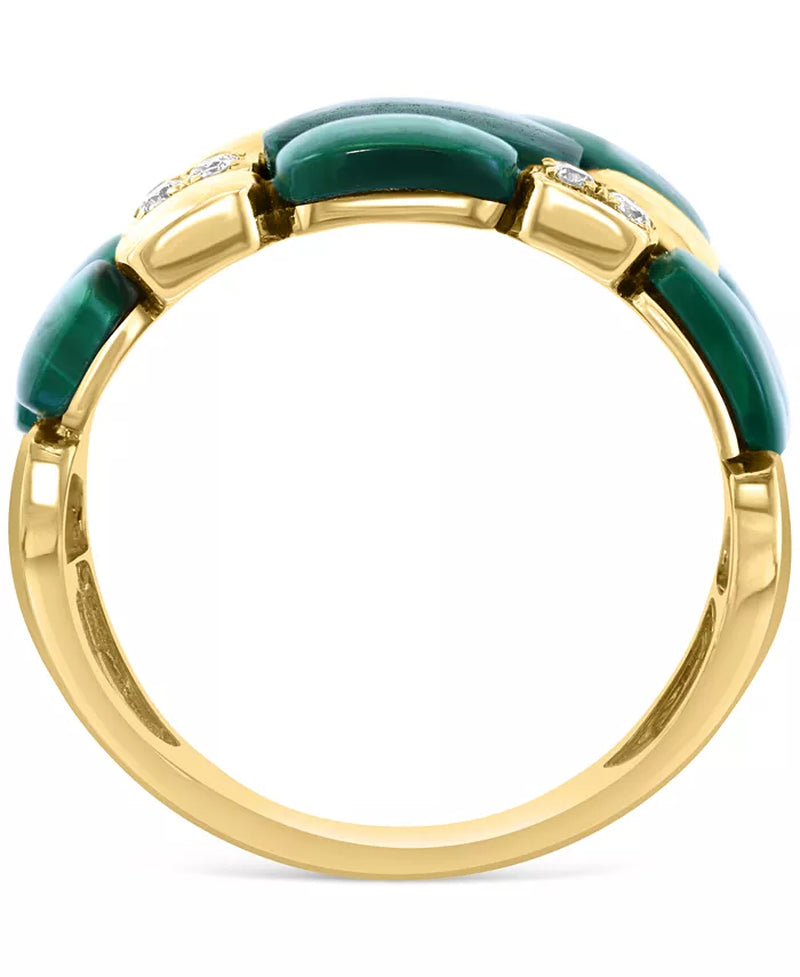 EFFY® Malachite & Diamond (1/5 Ct. T.W.) Triple Row Statement Ring in 14K Gold