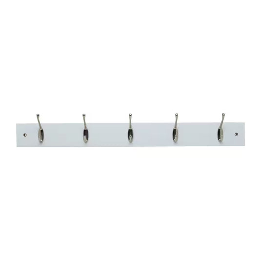 27 In. X 4 In. MDF Wall Mounted Classic Coat Rack, White