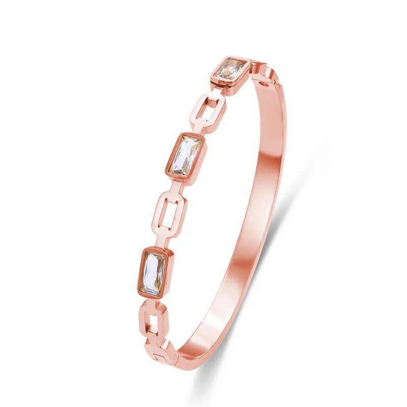 FYSARA Fashion Exquisite New Design Bracelet For Woman Luxury Crystal Bracelets Couple Paired Stainless Steel Bangles Jewelry