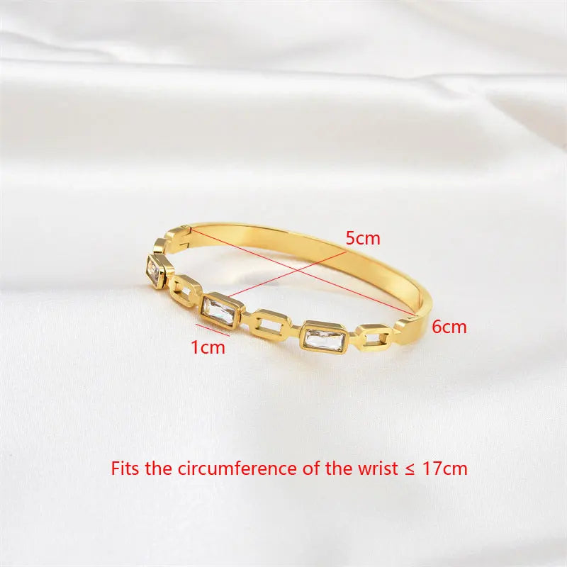 FYSARA Fashion Exquisite New Design Bracelet For Woman Luxury Crystal Bracelets Couple Paired Stainless Steel Bangles Jewelry
