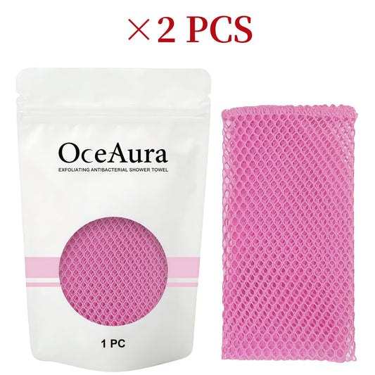 Exfoliating Back Scrubber Bath Gloves, Exfoliating Shower Towel for Body Scrub, Back Cleaner Wash Gloves to Remove Dead Skin (Pink)