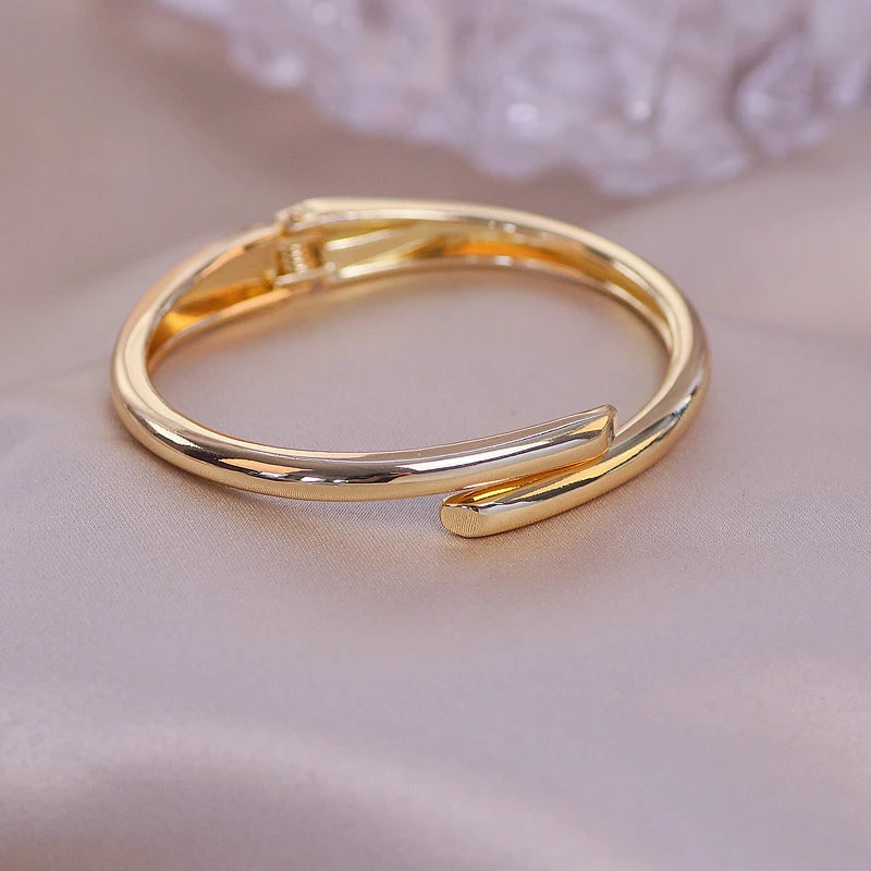 Trendy Geometry Round Bracelets & Bangles For Women Charm Crystal Cuff Bracelet Rose Gold Color Bangles Female Jewelry Accessory