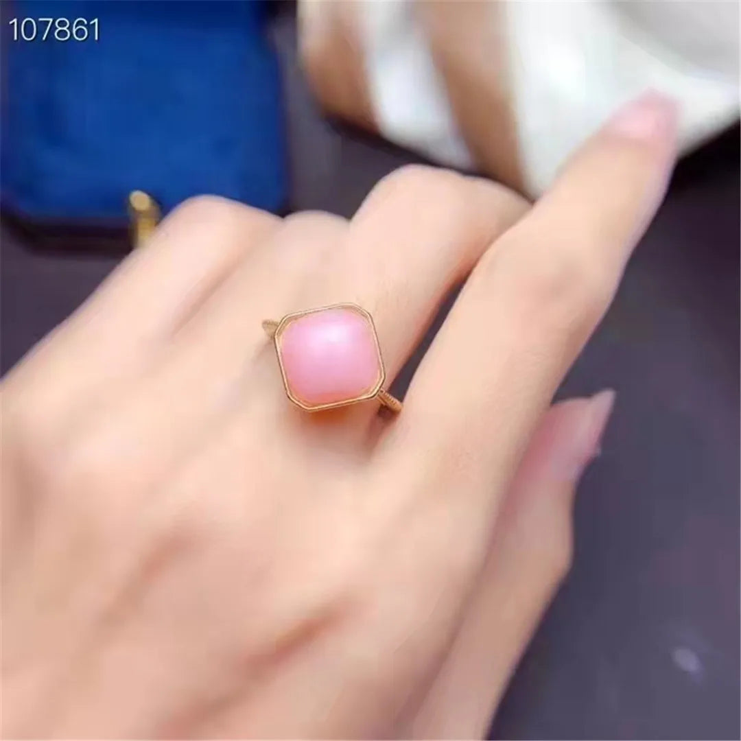 Natural Opal Gemstone Women's Ring Anillos Mujer Jewelry s925 Silver Inlay Adjustable Size Pink Girlfriend Christmas Gift
