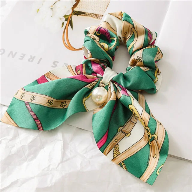 New Chiffon Bowknot Elastic Hair Bands For Women Girls Solid Color Scrunchies Headband Hair Ties Ponytail Holder Hair Accessorie