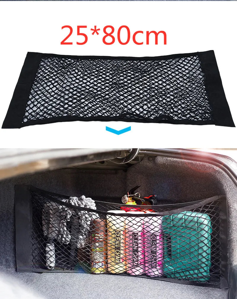 Trunk Storage Net, Universal Car Nylon Cargo Storage Netting Wall Sticker Add on Storage Pouch Bag for Tissues/Bottles/Groceries