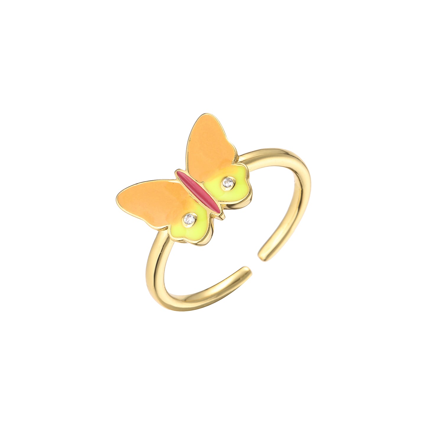 Butterfly Rainbow Rings,Sweet Trendy Geometric Square Dripping Oil Ring for Women