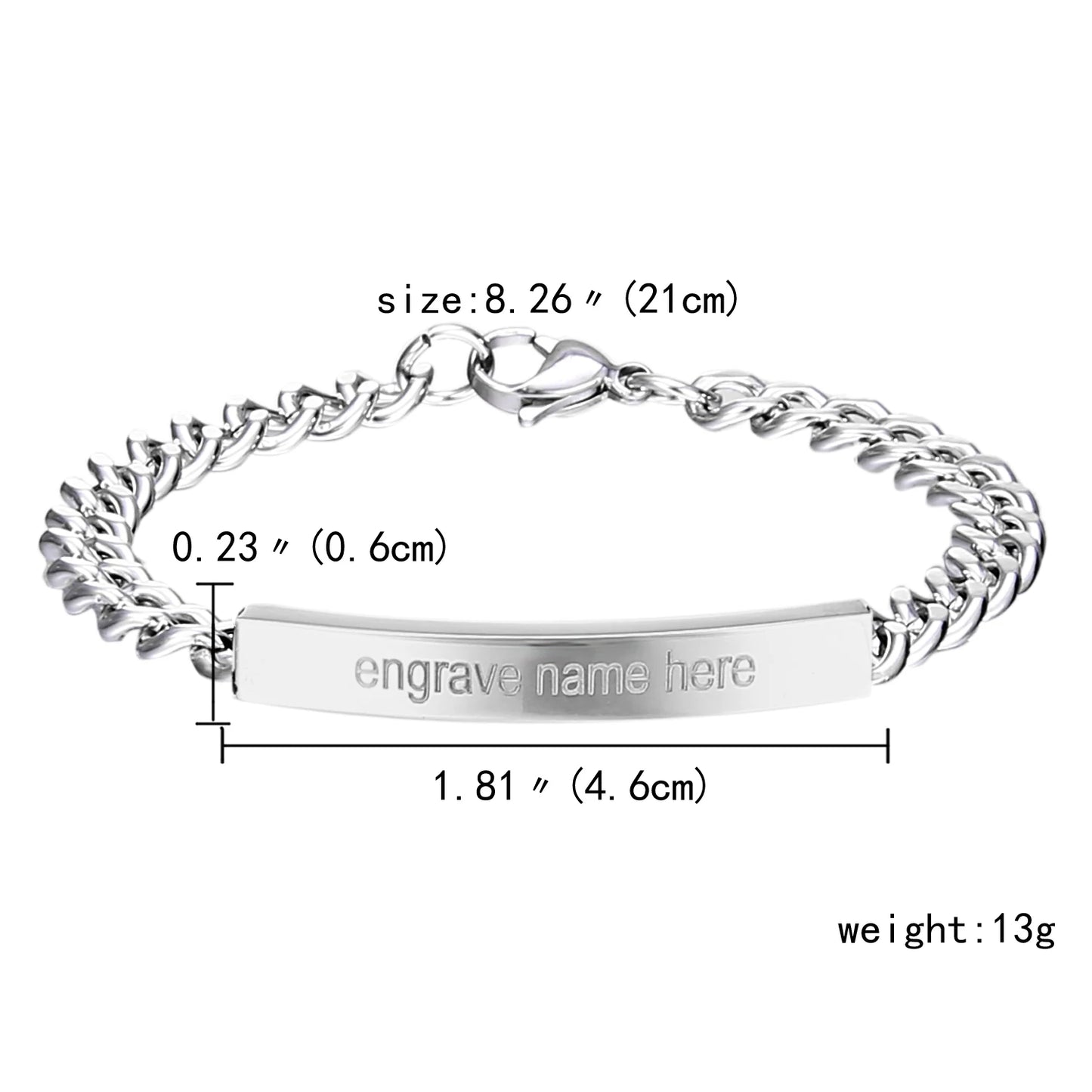 Customized Engrave Picture Letter Name Bracelet Chain Stainless Steel Bracelet Bangle For Couple Women Men Boy Girl Gift