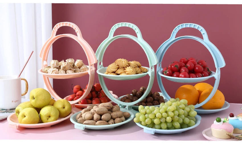 Creative Double Layer Folding Fruit Tray Desserts Plate Living Room Tea Table Snack Plates Cookies Dish Dry Fruits Nuts Trays