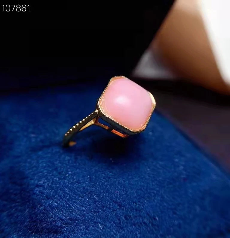 Natural Opal Gemstone Women's Ring Anillos Mujer Jewelry s925 Silver Inlay Adjustable Size Pink Girlfriend Christmas Gift