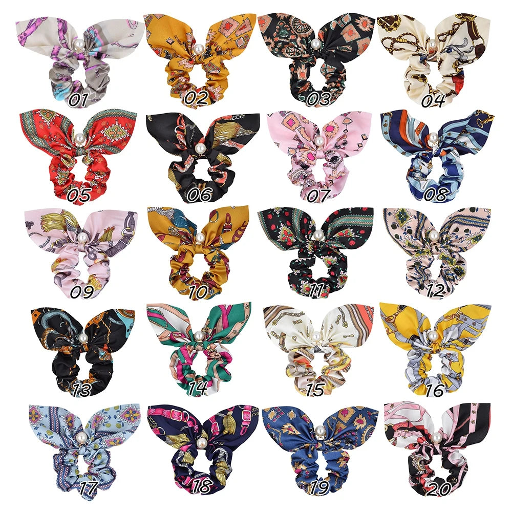 New Chiffon Bowknot Elastic Hair Bands For Women Girls Solid Color Scrunchies Headband Hair Ties Ponytail Holder Hair Accessorie