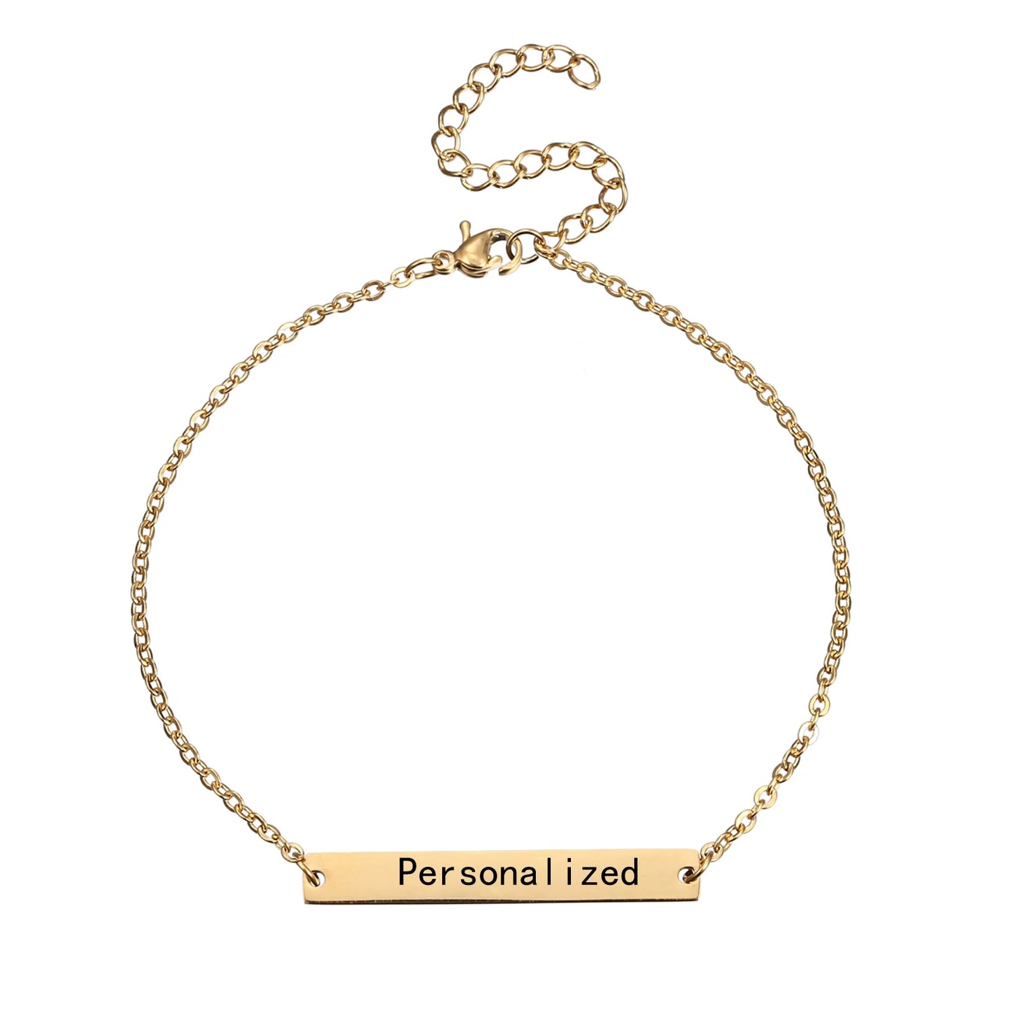 Customized Engrave Picture Letter Name Bracelet Chain Stainless Steel Bracelet Bangle For Couple Women Men Boy Girl Gift