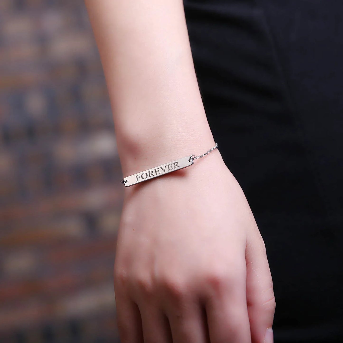 Customized Engrave Picture Letter Name Bracelet Chain Stainless Steel Bracelet Bangle For Couple Women Men Boy Girl Gift