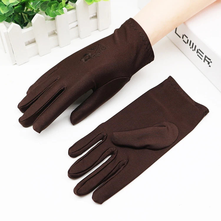 Women Embroidery Summer Driving Gloves Thin Blocking Ultraviolet Sunscreen High Elastic Performance Dance Etiquette Gloves