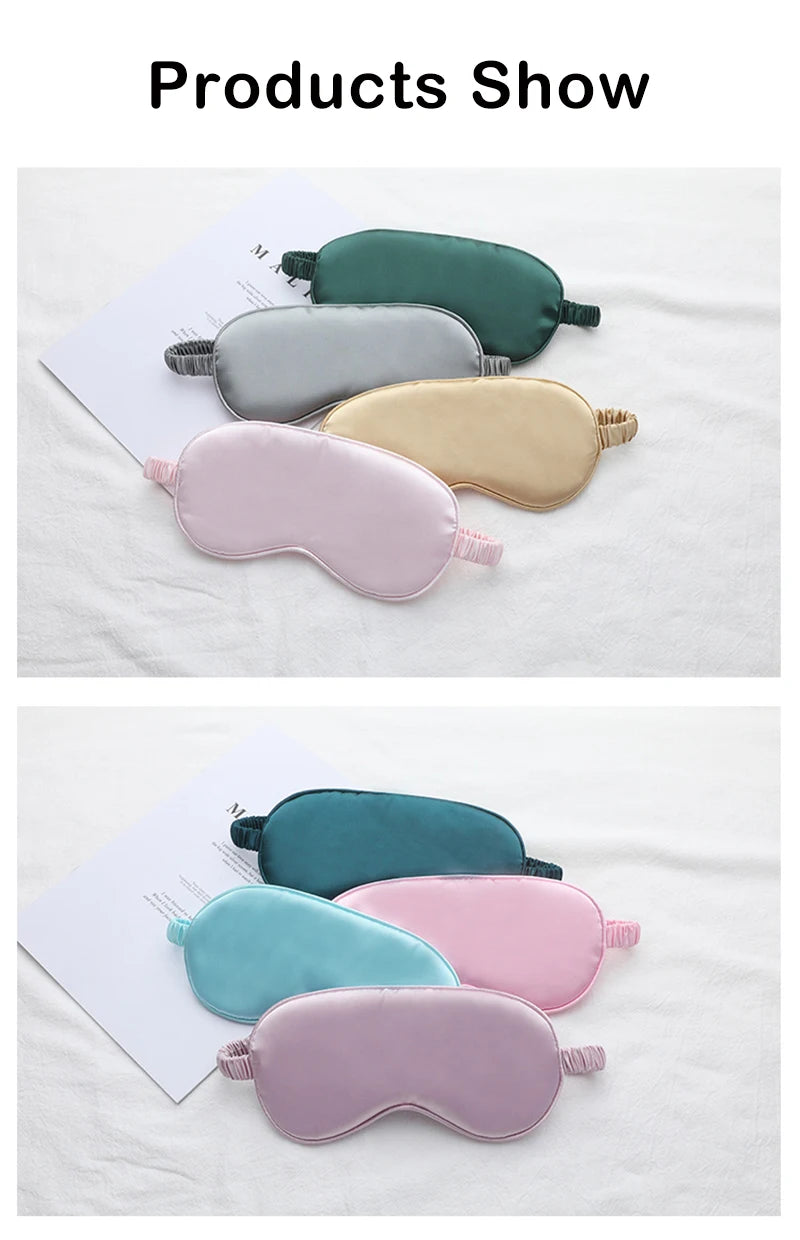 Silk Sleeping Eye Mask with Carrying Pouch Bag Travel Sleep Eyeshade For Women Man Nap Cover Comfortable Eye Patch Help Rest