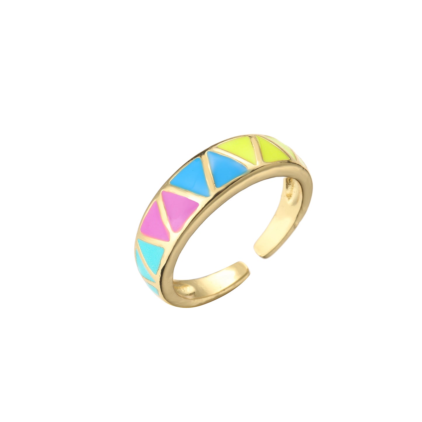 Butterfly Rainbow Rings,Sweet Trendy Geometric Square Dripping Oil Ring for Women
