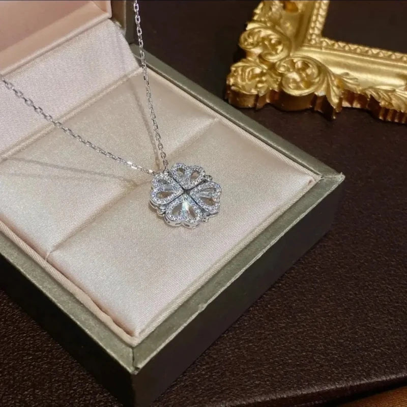 Sweet Zircon Crystal Pendant Necklace For Women Korean Fashion Stainless Steel Clavicle Chain Jewelry Female Wedding Accessories