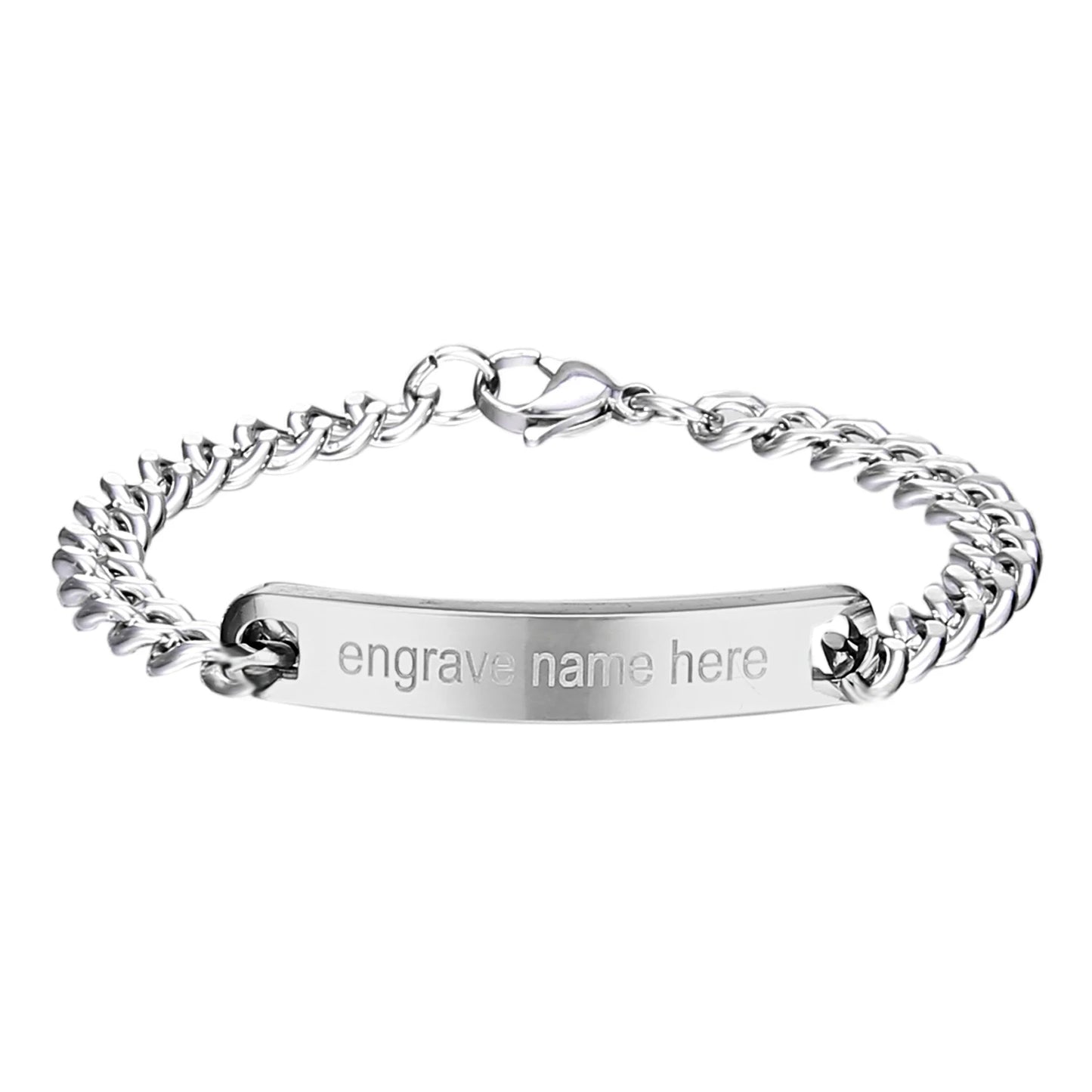 Customized Engrave Picture Letter Name Bracelet Chain Stainless Steel Bracelet Bangle For Couple Women Men Boy Girl Gift