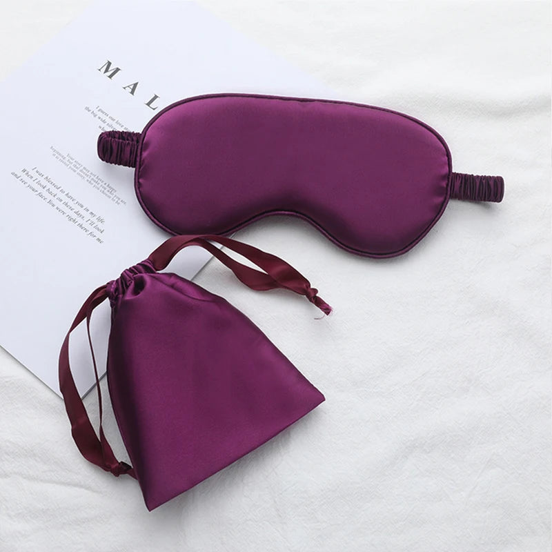 Silk Sleeping Eye Mask with Carrying Pouch Bag Travel Sleep Eyeshade For Women Man Nap Cover Comfortable Eye Patch Help Rest