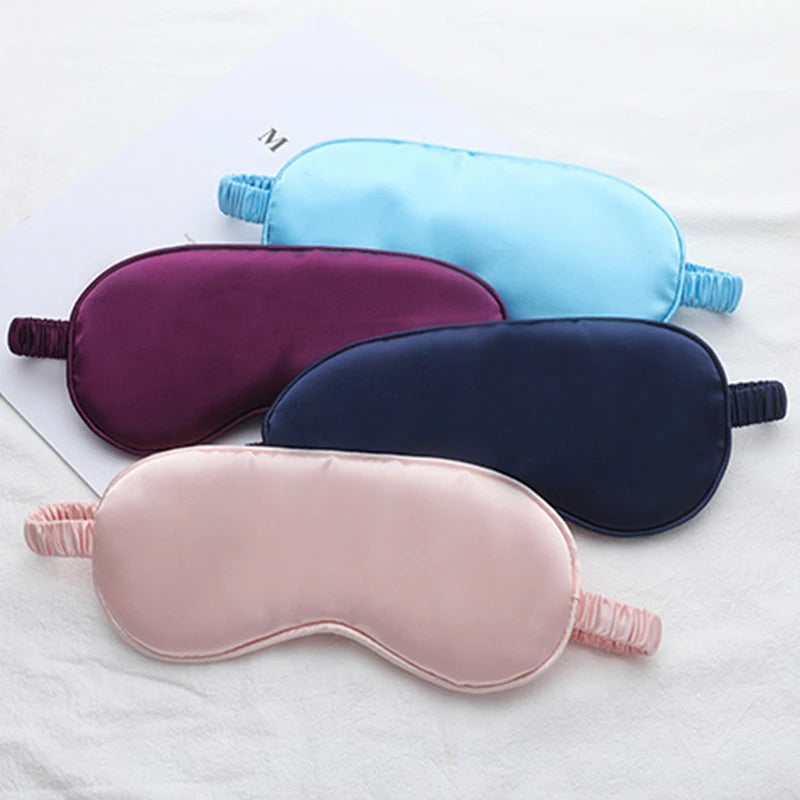 Silk Sleeping Eye Mask with Carrying Pouch Bag Travel Sleep Eyeshade For Women Man Nap Cover Comfortable Eye Patch Help Rest