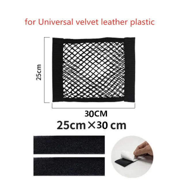 Trunk Storage Net, Universal Car Nylon Cargo Storage Netting Wall Sticker Add on Storage Pouch Bag for Tissues/Bottles/Groceries