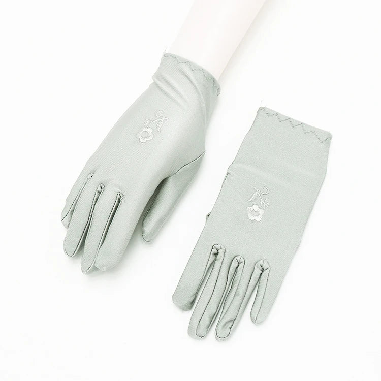 Women Embroidery Summer Driving Gloves Thin Blocking Ultraviolet Sunscreen High Elastic Performance Dance Etiquette Gloves