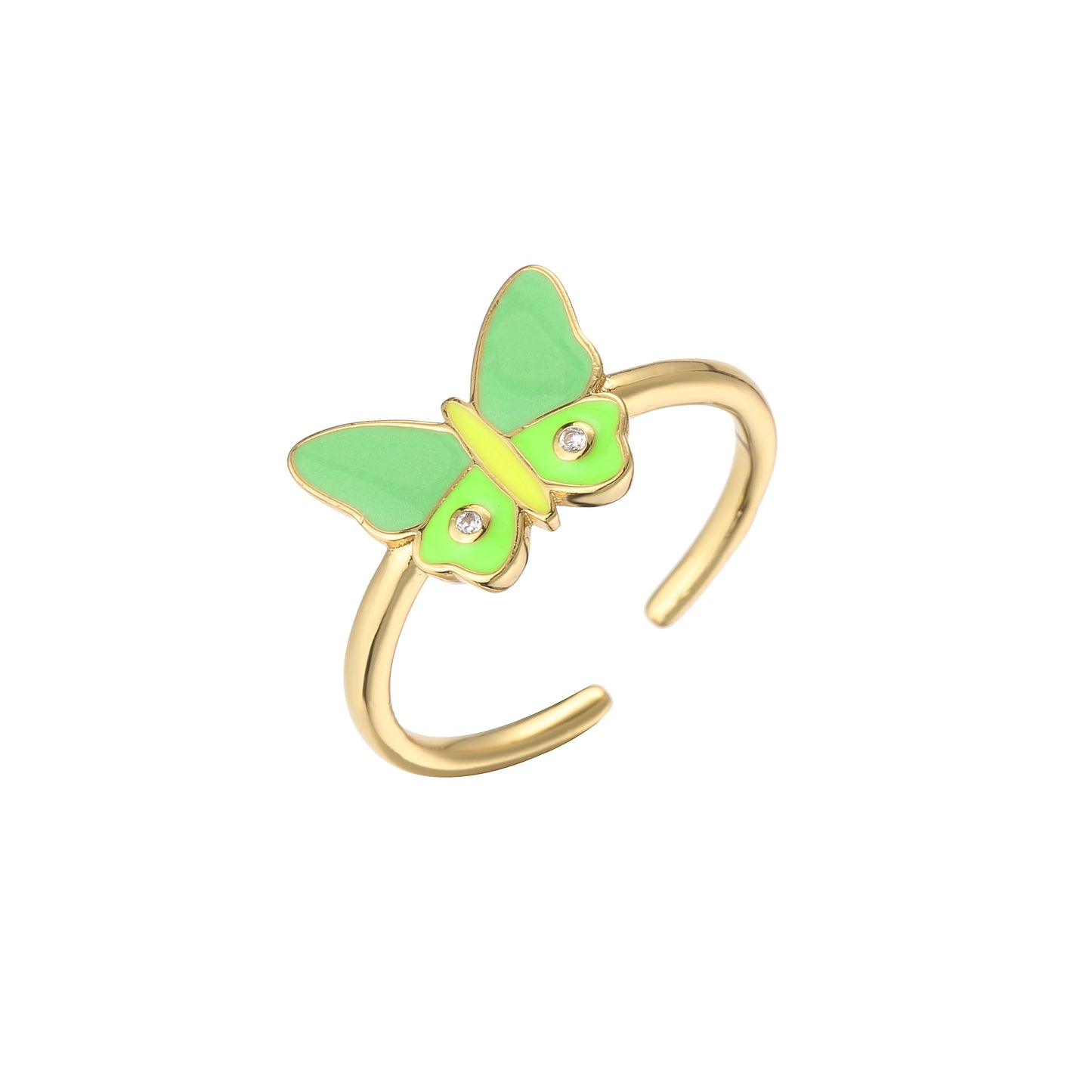 Butterfly Rainbow Rings,Sweet Trendy Geometric Square Dripping Oil Ring for Women