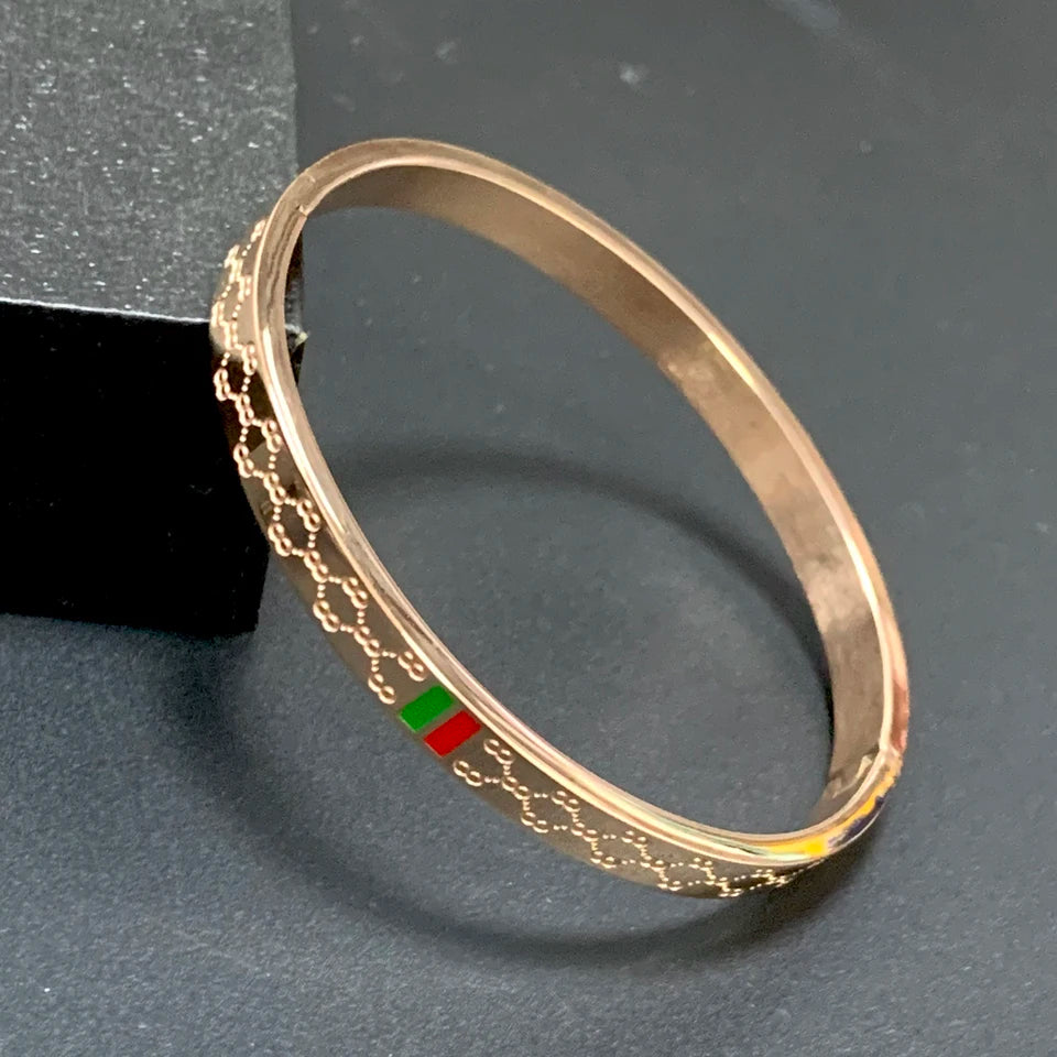 Trendy Bracelet for Women Red and Green Charm Stainless Steel Gold Color Jewelry Lover Bangle Luxury Wedding Female Gift