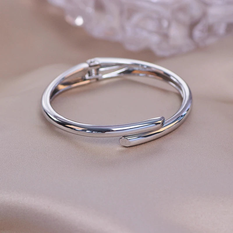 Trendy Geometry Round Bracelets & Bangles For Women Charm Crystal Cuff Bracelet Rose Gold Color Bangles Female Jewelry Accessory