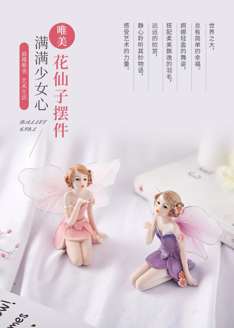 Fairy Girl Ornaments Cute Home Decoration Accessories Home Decor Miniature Figurines Miniature Garden