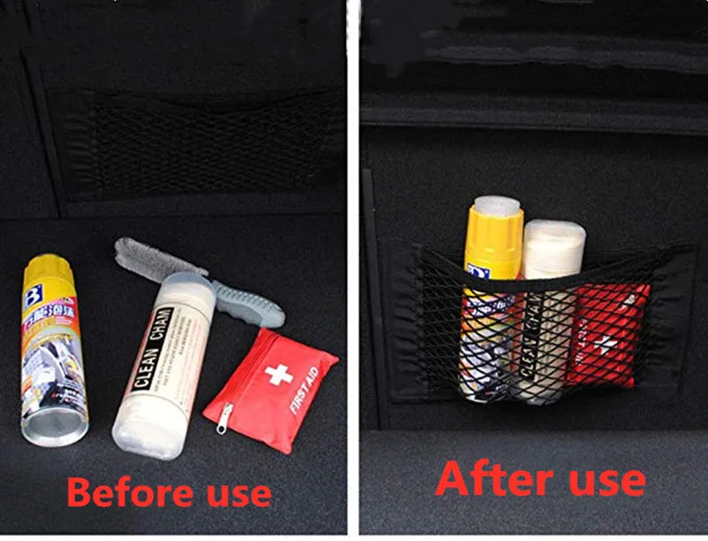 Trunk Storage Net, Universal Car Nylon Cargo Storage Netting Wall Sticker Add on Storage Pouch Bag for Tissues/Bottles/Groceries