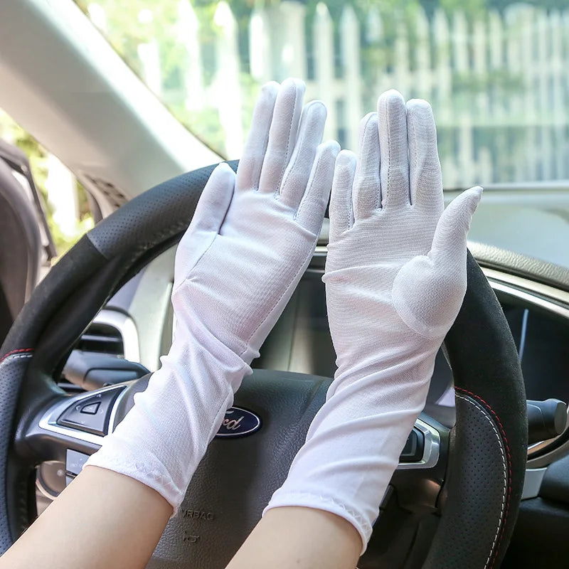 Women Embroidery Summer Driving Gloves Thin Blocking Ultraviolet Sunscreen High Elastic Performance Dance Etiquette Gloves