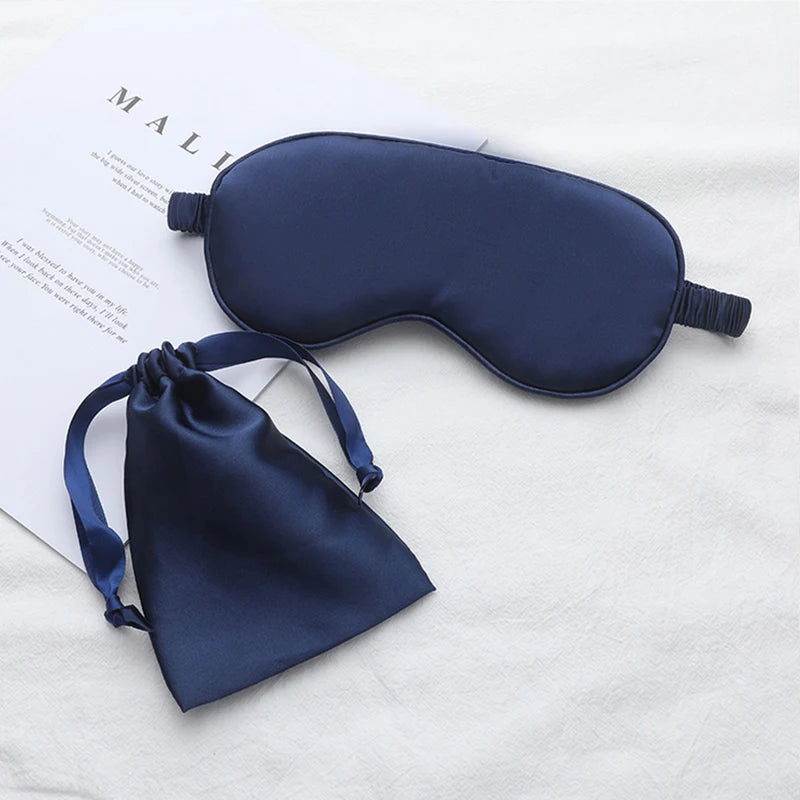 Silk Sleeping Eye Mask with Carrying Pouch Bag Travel Sleep Eyeshade For Women Man Nap Cover Comfortable Eye Patch Help Rest