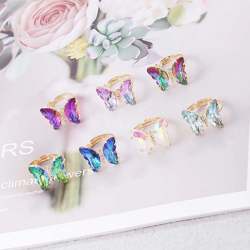 Butterfly Mood Ring Gradient Color Adjustable Temperature Ring Jewelry For Kids Birthday Gold Butterfly Rings Wholesale 2023
