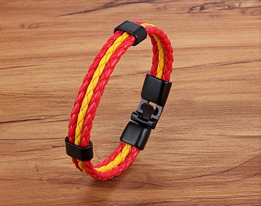 TYO Trendy Punk Rock Fashion Genuine Leather Bracelet Men Metal Stainless Steel Jewelry Magnetic Braided Vintage Dropshipping