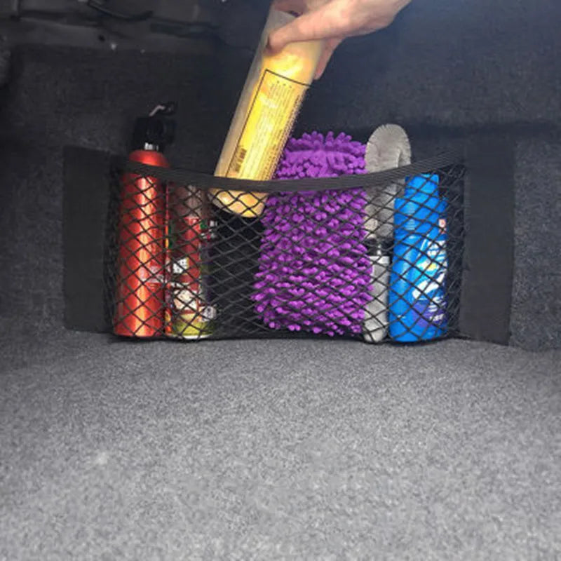 Trunk Storage Net, Universal Car Nylon Cargo Storage Netting Wall Sticker Add on Storage Pouch Bag for Tissues/Bottles/Groceries