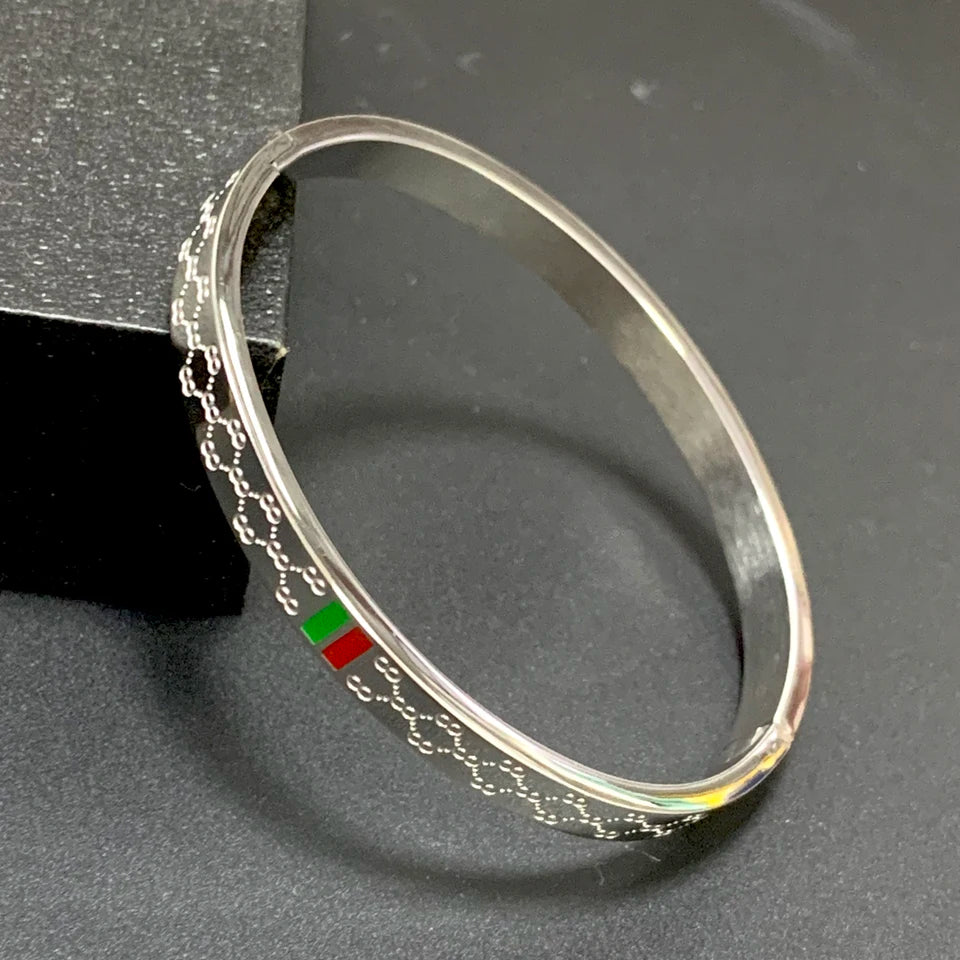 Trendy Bracelet for Women Red and Green Charm Stainless Steel Gold Color Jewelry Lover Bangle Luxury Wedding Female Gift