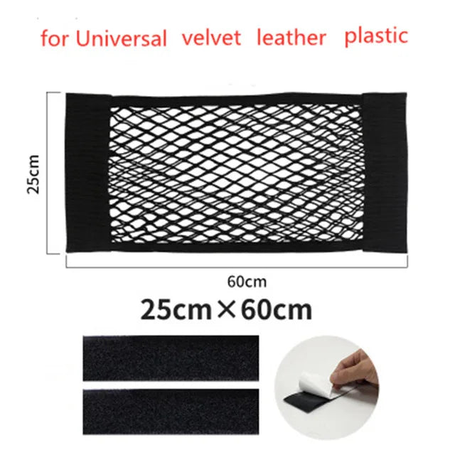 Trunk Storage Net, Universal Car Nylon Cargo Storage Netting Wall Sticker Add on Storage Pouch Bag for Tissues/Bottles/Groceries