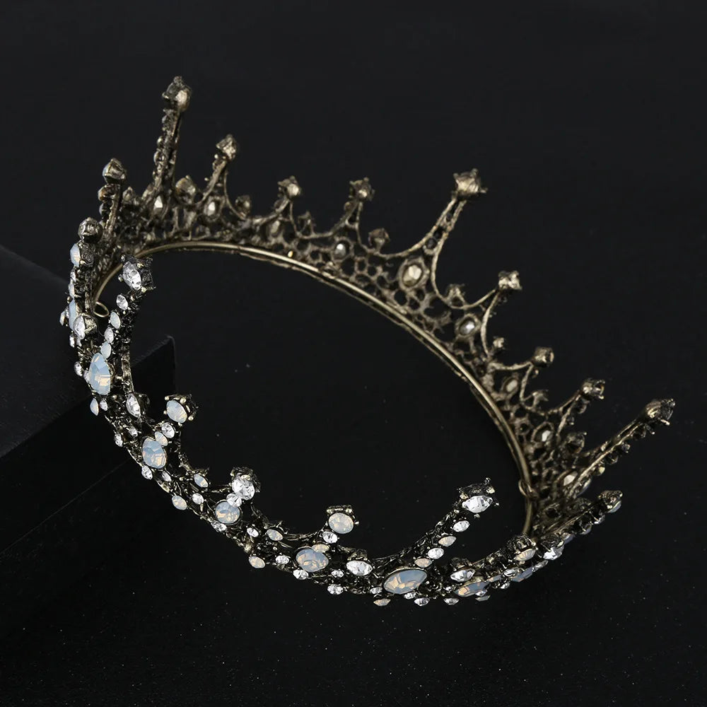 DIEZI Baroque Vintage Crystal Wedding Bridal Tiaras Hairband Headpiece Black Princess Pageant Crown Bridal Hair Accessories