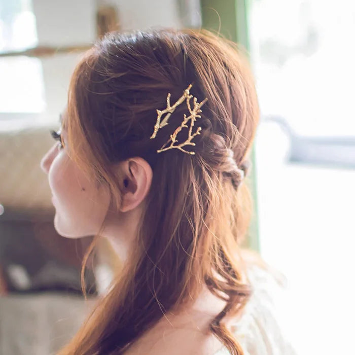 Korea Hair Accessories Fairy Antlers Branch Metal Clip Side Clip Hairpin Fashion Personality Princess Hairpin Wholesale Crown