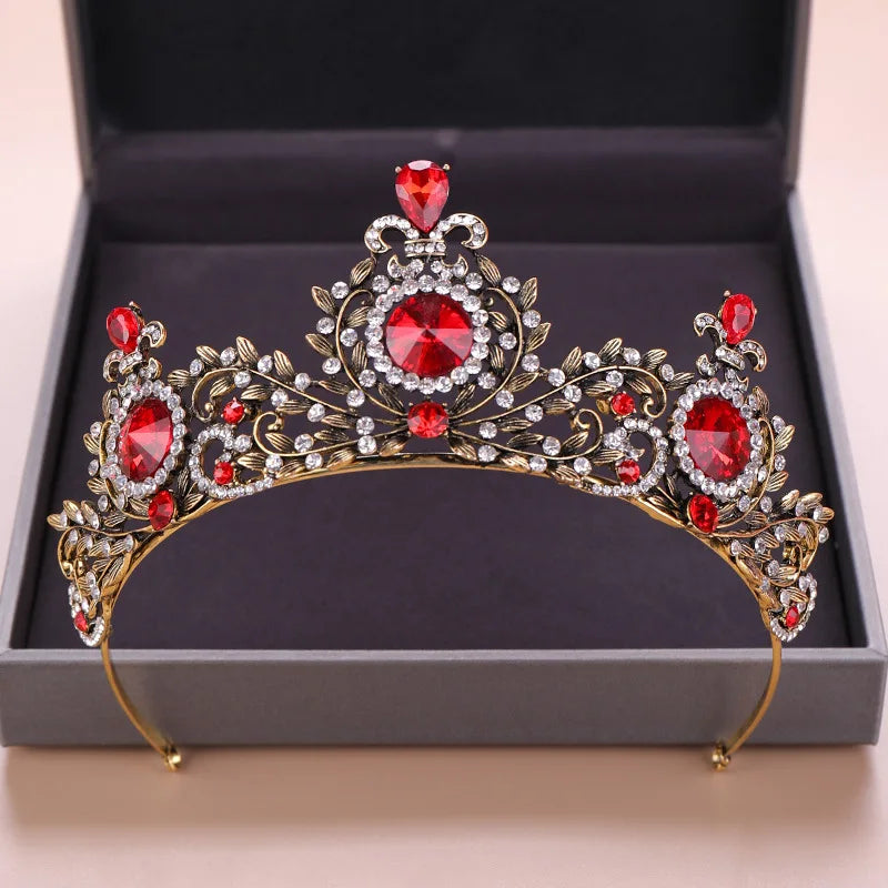 DIEZI Baroque Vintage Crystal Wedding Bridal Tiaras Hairband Headpiece Black Princess Pageant Crown Bridal Hair Accessories