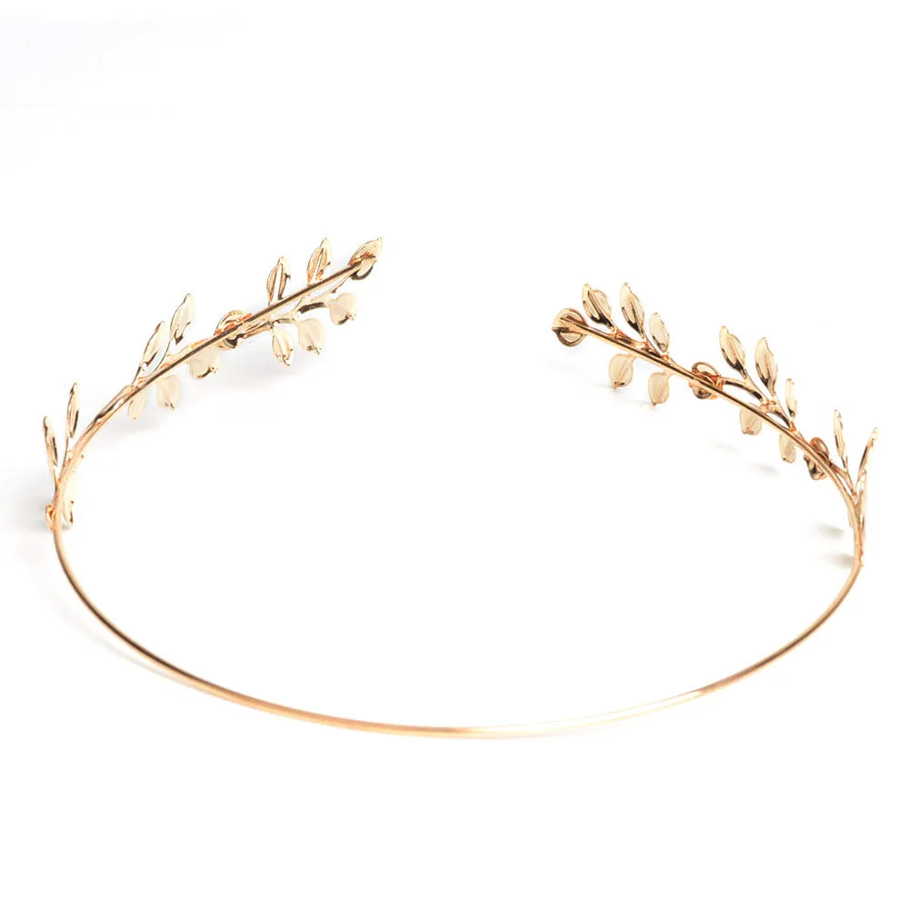 New retro baroque tiara headband Gold-color jewelry leaves Bridal hair accessories Head Band accessoire Cheveux Mariage