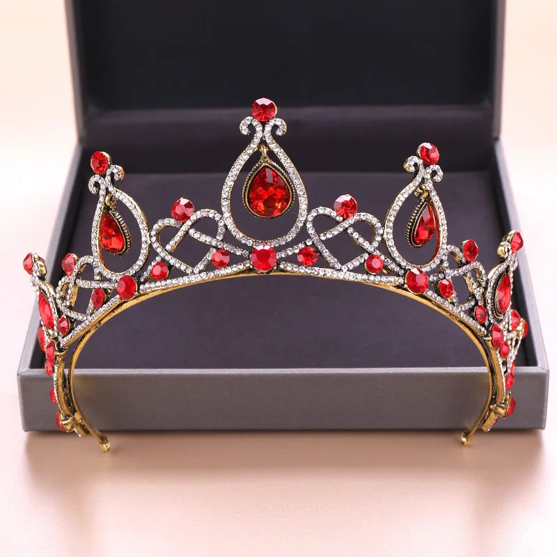 DIEZI Baroque Vintage Crystal Wedding Bridal Tiaras Hairband Headpiece Black Princess Pageant Crown Bridal Hair Accessories