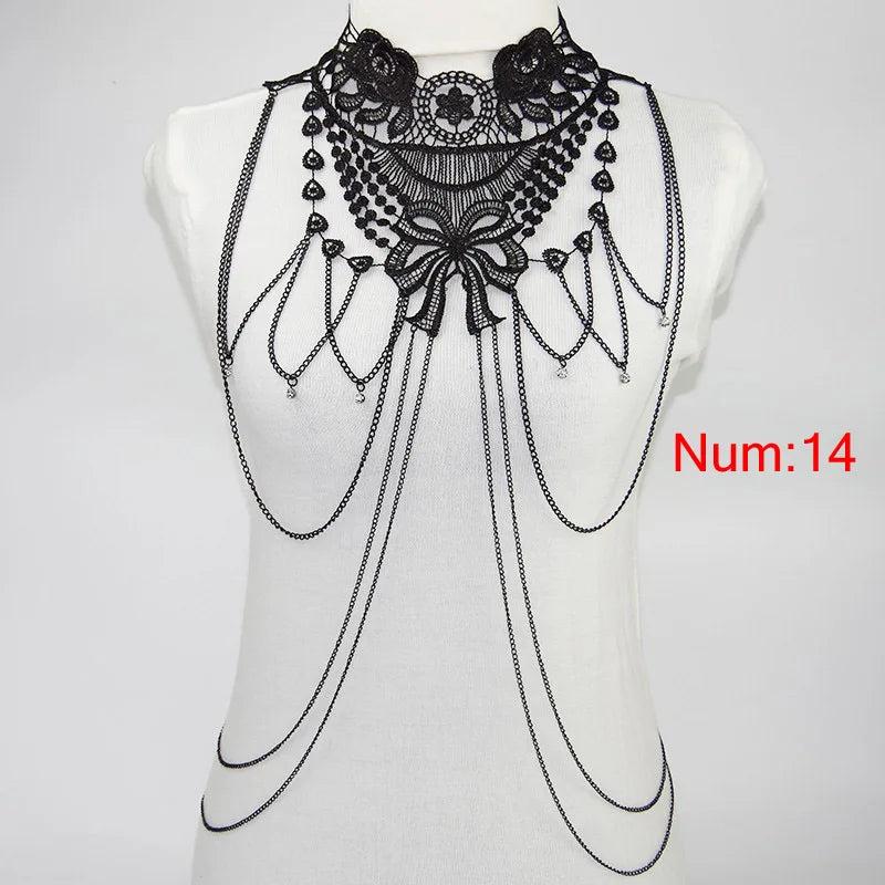 Fashion Chain Necklace Lace Flower Collares Sexy Women Lace Necklace 2017 Elegant Party summer jewelry