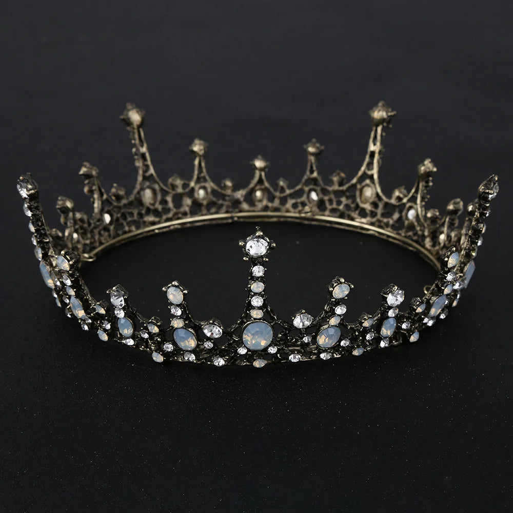 DIEZI Baroque Vintage Crystal Wedding Bridal Tiaras Hairband Headpiece Black Princess Pageant Crown Bridal Hair Accessories