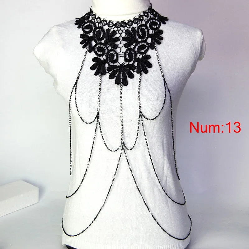 Fashion Chain Necklace Lace Flower Collares Sexy Women Lace Necklace 2017 Elegant Party summer jewelry