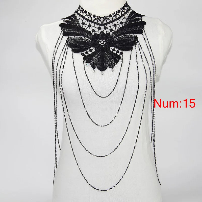 Fashion Chain Necklace Lace Flower Collares Sexy Women Lace Necklace 2017 Elegant Party summer jewelry