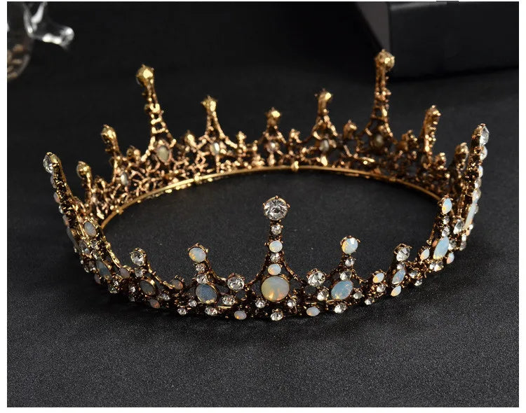 DIEZI Baroque Vintage Crystal Wedding Bridal Tiaras Hairband Headpiece Black Princess Pageant Crown Bridal Hair Accessories