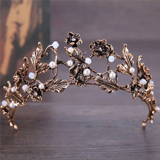 DIEZI Baroque Vintage Crystal Wedding Bridal Tiaras Hairband Headpiece Black Princess Pageant Crown Bridal Hair Accessories
